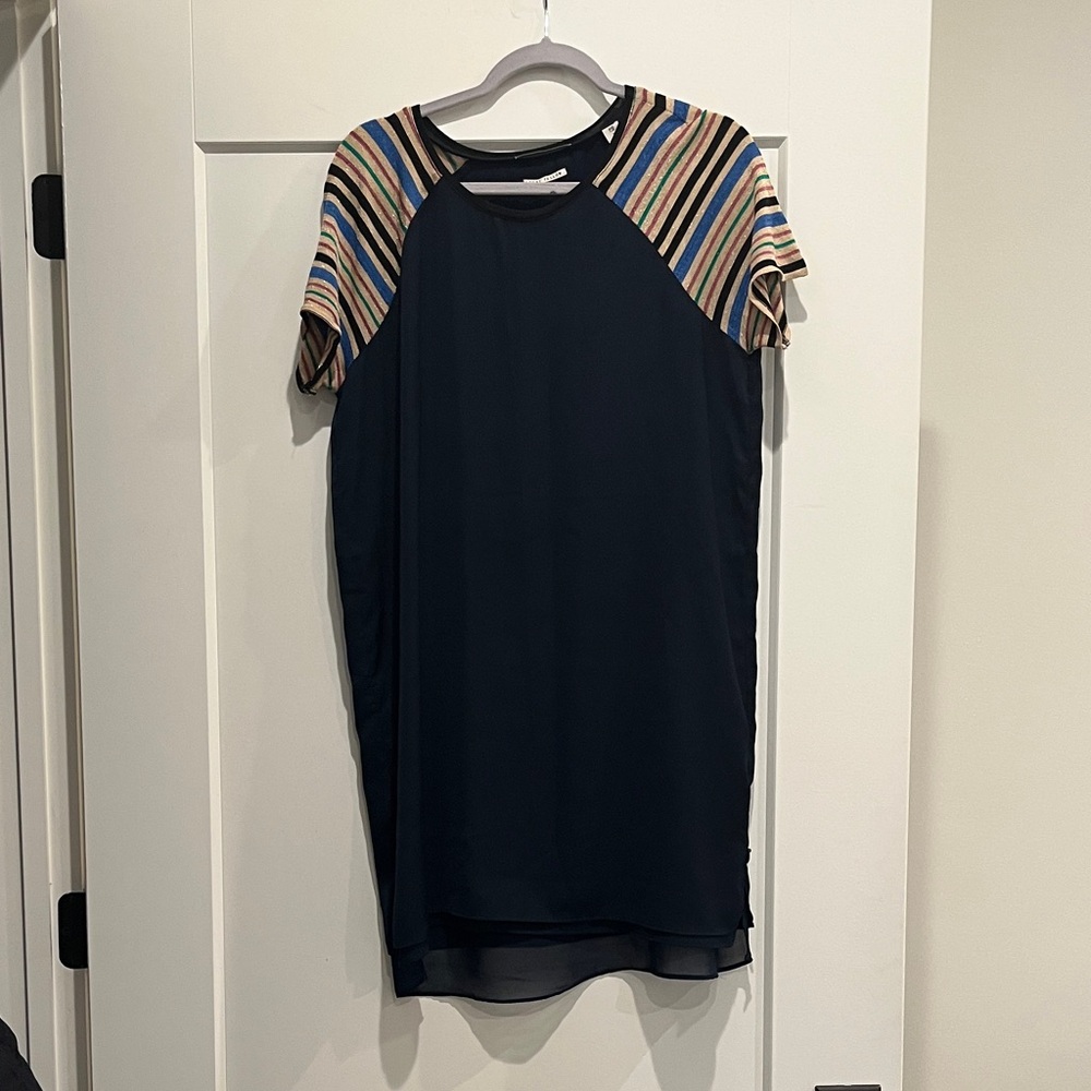 Scotch & Soda Dark Blue Dress with Multicolor Striped Sleeves